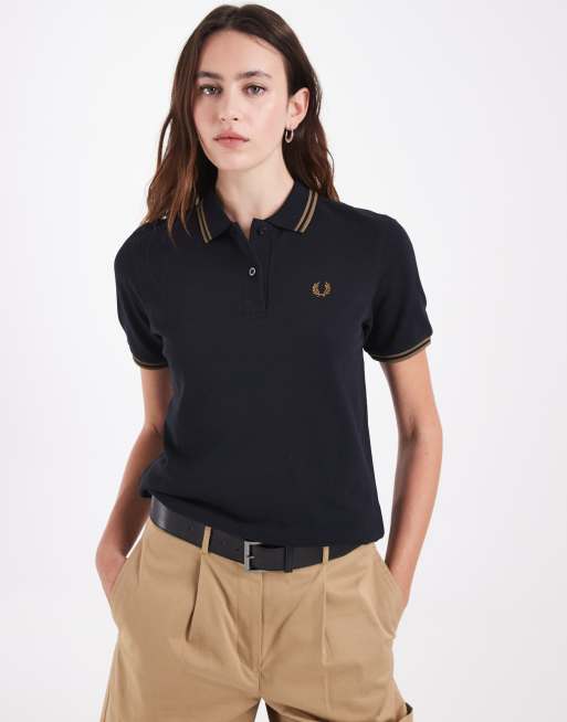 Fred Perry short sleeve twin tipped logo polo shirt in navy, 2 of 4