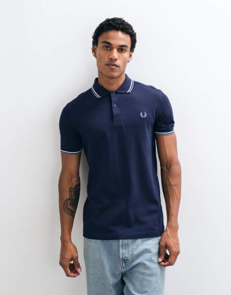 Fred Perry short sleeve twin tipped logo polo shirt in navy