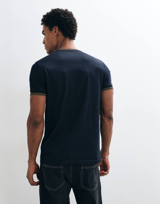 Fred Perry short sleeve twin tipped logo t-shirt in navy, 5 of 9