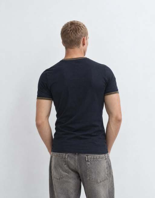 Fred Perry short sleeve twin tipped logo t-shirt in navy, 6 of 9