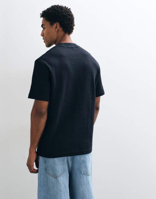 Fred Perry short sleeve waffle logo t-shirt in navy, 5 of 9