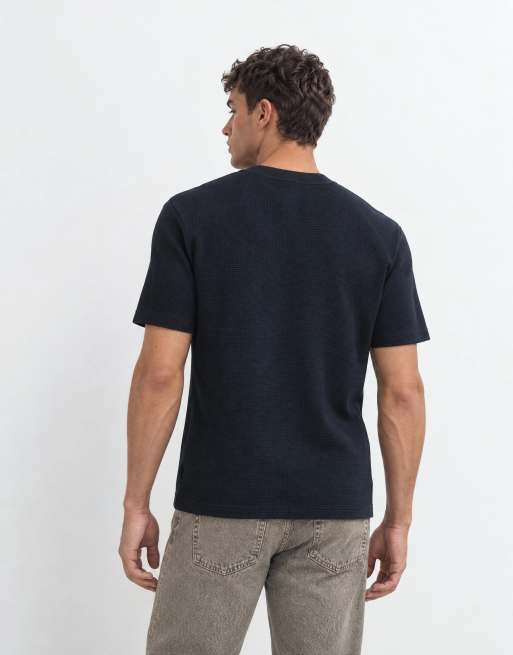 Fred Perry short sleeve waffle logo t-shirt in navy, 6 of 9