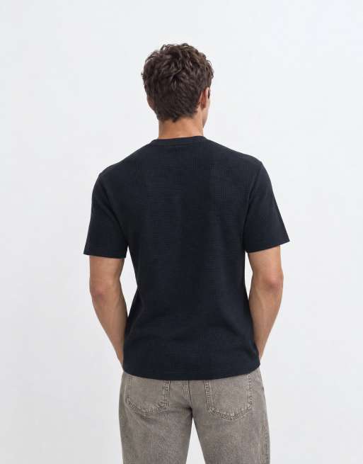 Fred Perry short sleeve waffle logo t-shirt in navy, 9 of 9