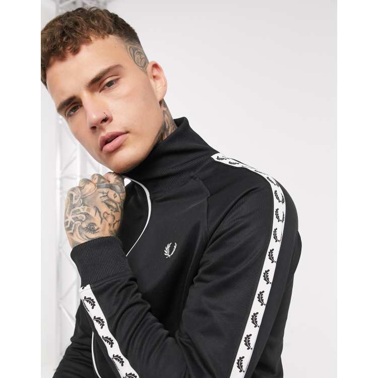 Fred Perry side taped track jacket in black | ASOS