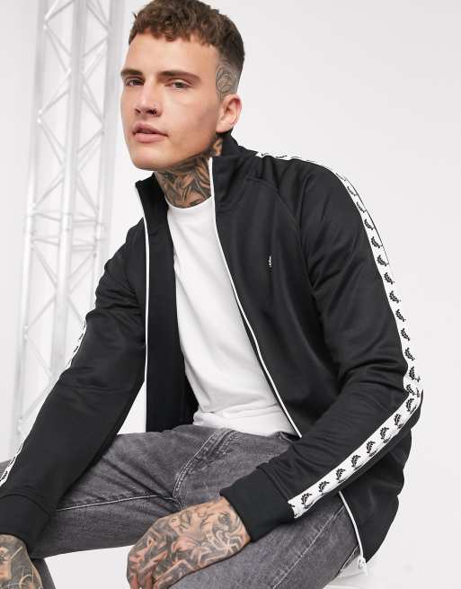 Fred Perry side taped track jacket in black ASOS