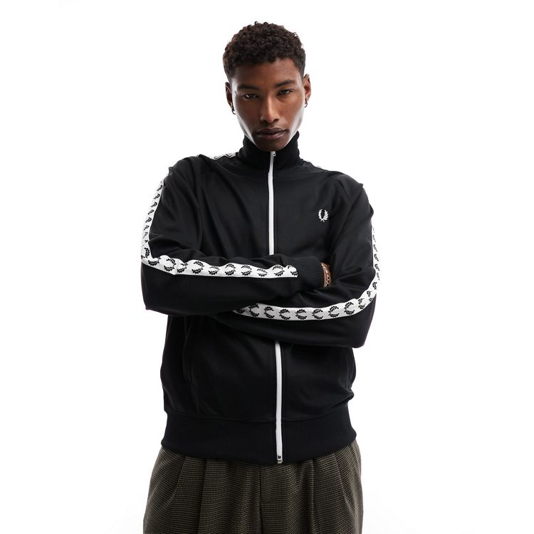 Fred Perry side taped track jacket in black | ASOS