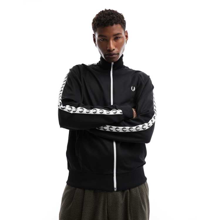 Fred Perry side taped track jacket in black