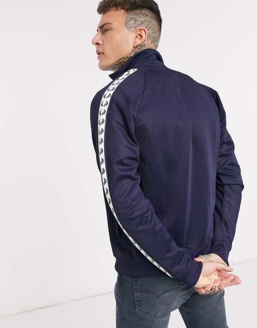 Fred Perry Laurel Wreath Tape Track Jacket Carbon Blue - Terraces Menswear