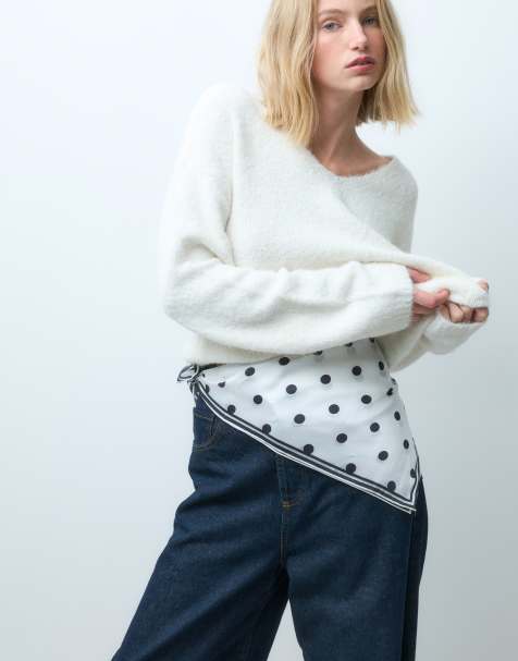Fred Perry sjaal met polkadotprint in wit - view 1