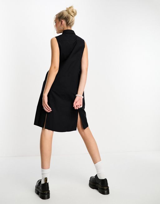 Fred Perry sleeveless shirt dress in black
