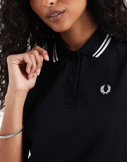Fred Perry sleeveless twin tipped polo shirt in black with white tipping, 2 of 4
