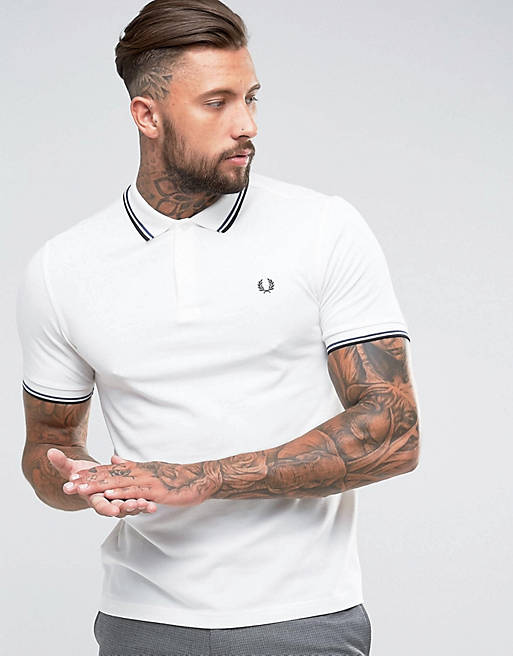 Verzakking Specificiteit mezelf Fred Perry Slim Fit 2 Color Tipped Polo In Snow White | ASOS