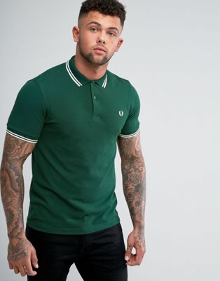 fred perry twin tipped polo t shirt green