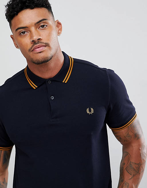 ik klaag idioom resultaat Fred Perry Slim Fit Twin Tipped Polo Shirt In Navy | ASOS