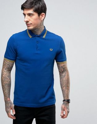 fred perry twin tipped polo t shirt blue