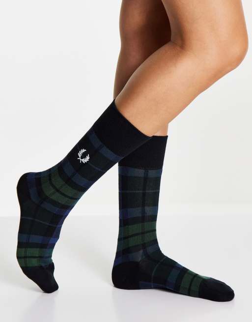 Fred Perry - Sokken met Schotse ruit in groen