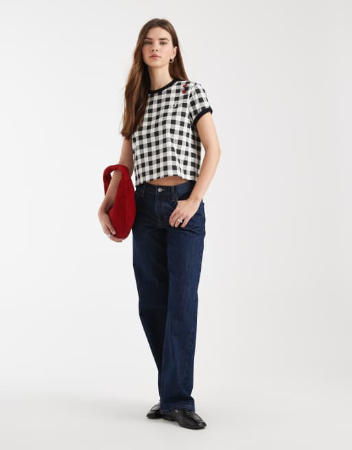 Fred Perry - Sort/hvid T-shirt med ternet logo, 3 af 4