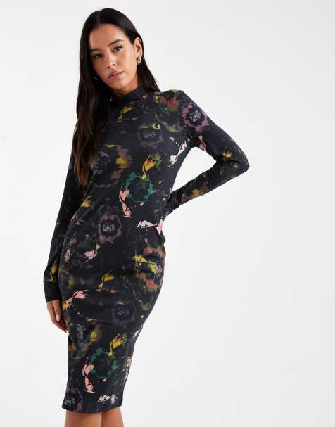 Fred Perry - Sort kjole med blomstermønster - view 1