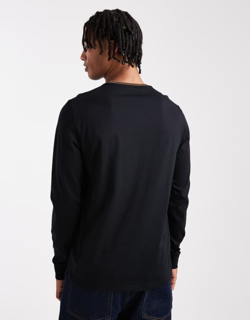 Fred Perry - Sort langærmet poloskjorte med kantstriber, 3 af 5