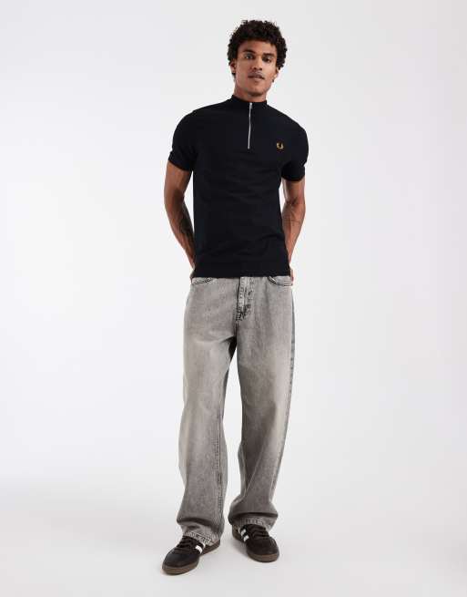 Fred Perry - Sort poloskjorte i piqué med kantbånd og lynlås , 2 af 5