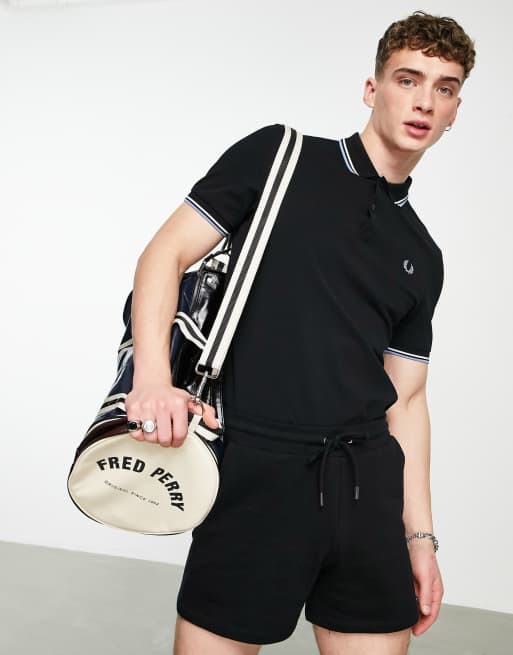 Fred Perry - Sort poloskjorte med kantstriber