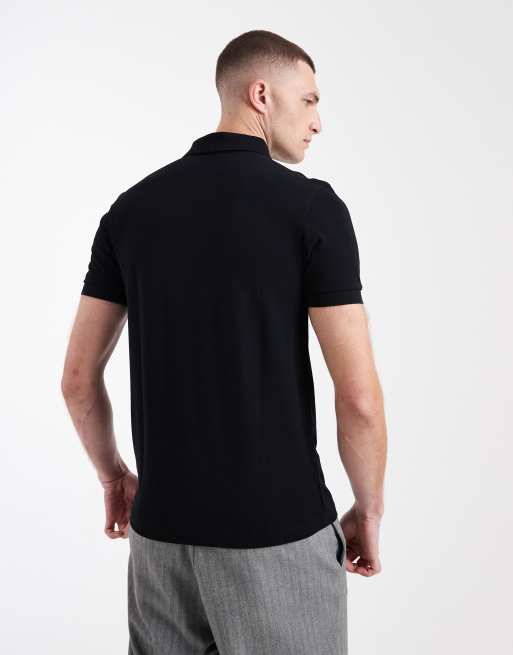 Fred Perry - Sort poloskjorte med lynlås i halsen og striber med logo, 3 af 5