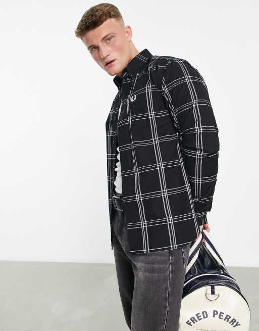 Fred Perry - Sort skjorte med tern i twill