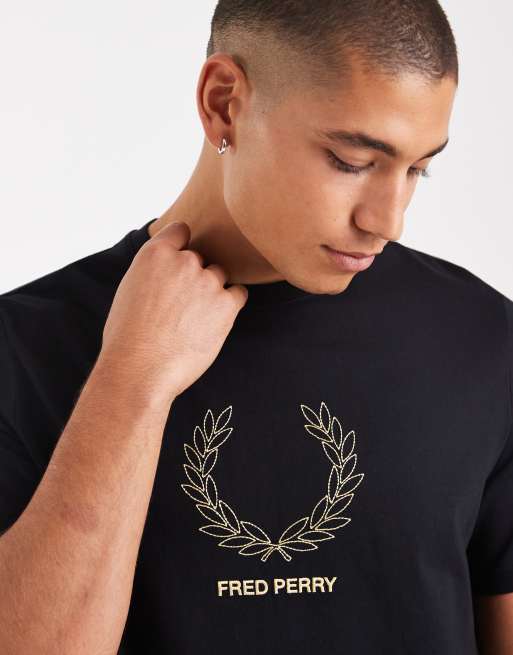 Fred Perry - Sort T-shirt med grafisk laurbærkrans, 5 af 5
