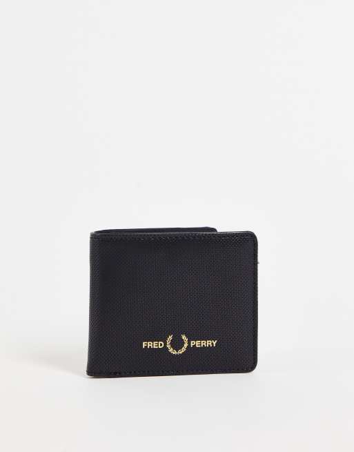 Fred Perry - Sort tegnebog med tekstur i piquéstof