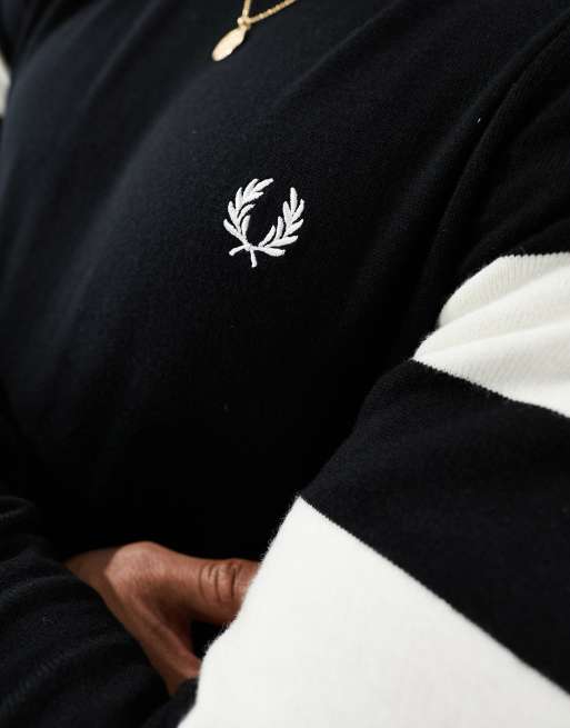 Fred Perry - Sort trøje med striber på ærmerne, 2 af 4