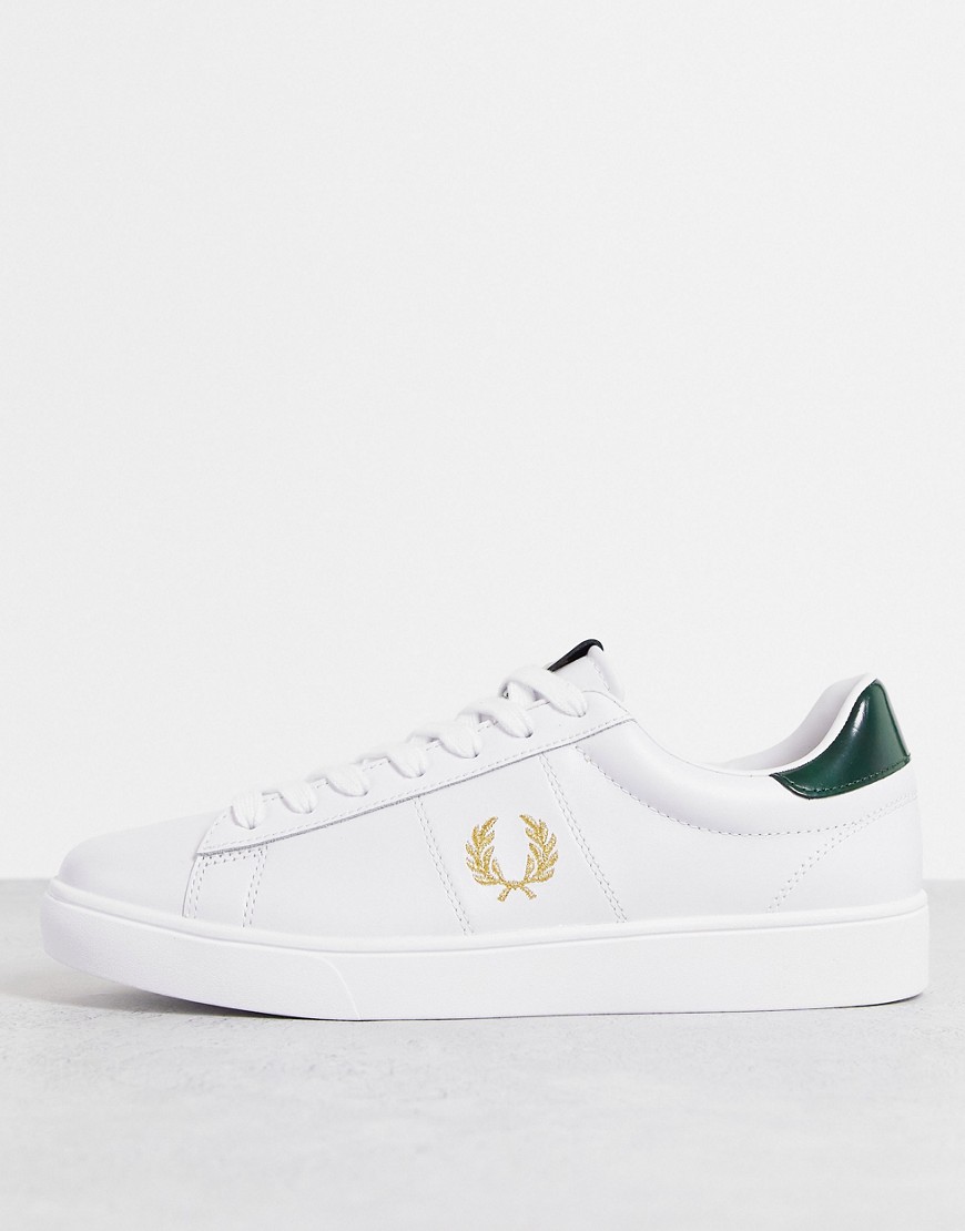 FRED PERRY SPENCER LEATHER TAB SNEAKERS IN WHITE
