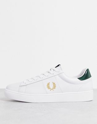 Fred Perry spencer leather tab trainer in white