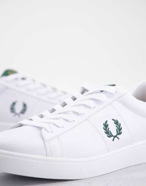 Fred Perry Spencer leather trainers in white/ivy