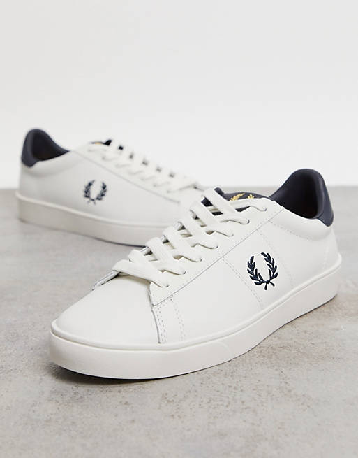 Fred Perry Spencer leather trainers in white/ navy