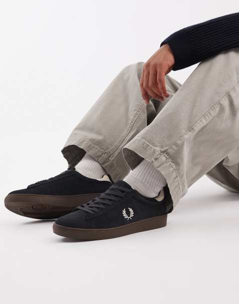 Fred Perry spencer suede sneakers in gray with brown rubber sole - view 1