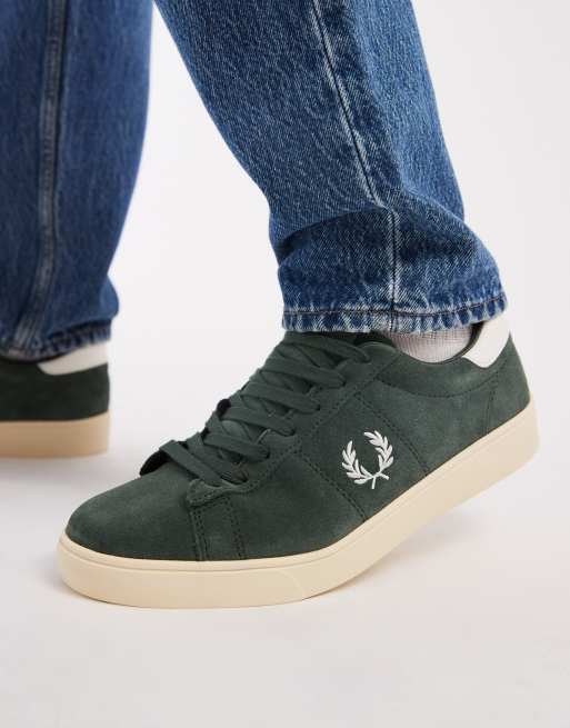 Fred Perry spencer suede trainer in court green, 3 of 5