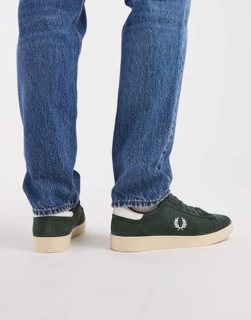 Fred Perry spencer suede trainer in court green, 4 of 5