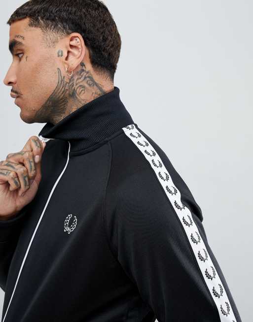 Fred Perry Sport graphic taped track jacket in black | ASOS