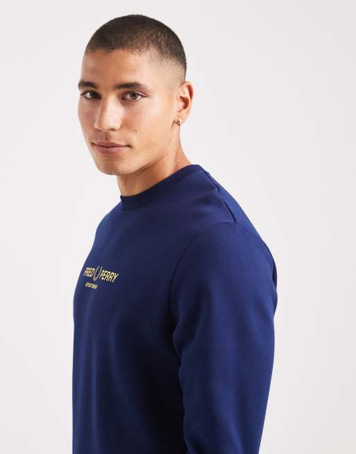 Fred Perry - Sportkleding - Sweatshirt met grafische print in Frans marineblauw, 4 van 5