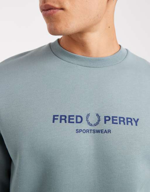 Fred Perry - Sportkleding - Sweatshirt met grafische print in lichtblauw, 5 van 5