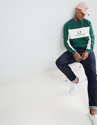 fred perry panel piped sweat