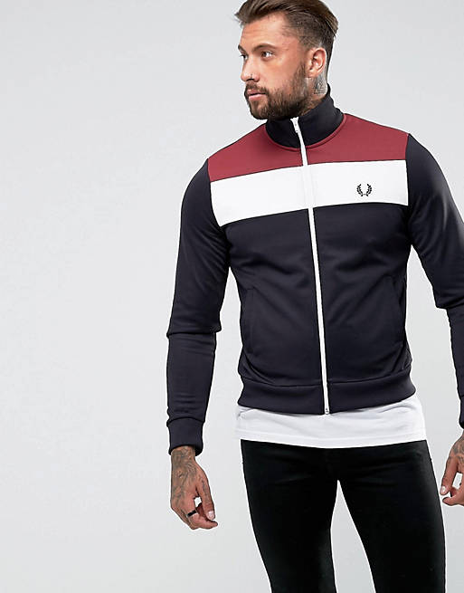 Fred Perry Sports Authentic color block track jacket in navy