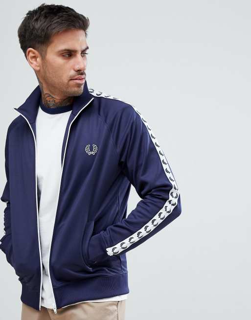 Fred Perry Sports Authentic taped track jacket in navy ASOS