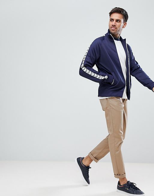 Fred Perry Sports Authentic taped track jacket in navy | ASOS Fred Perry Sports Authentic taped track jacket in navy | ASOS
