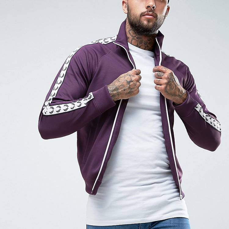 Fred Perry Sports Authentic Taped Track Jacket in Purple | ASOS