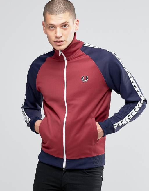 Fred Perry Sports Authentic Track Jacket With In Maroon