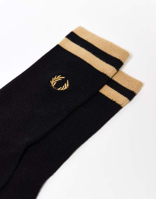Fred Perry - Sports - Calzini sportivi neri con logo e bordi a contrasto, 2 di 3