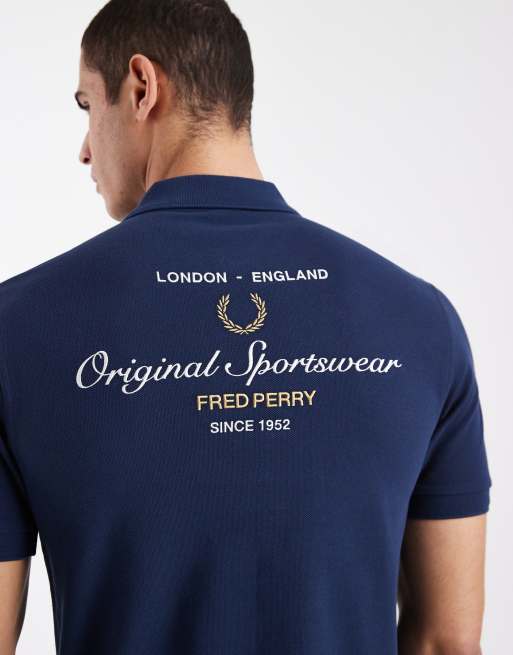 Fred Perry Sports embroidered back logo polo shirt in navy | ASOS