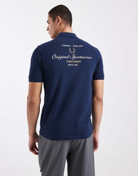 Fred Perry Sports embroidered back logo polo shirt in navy 