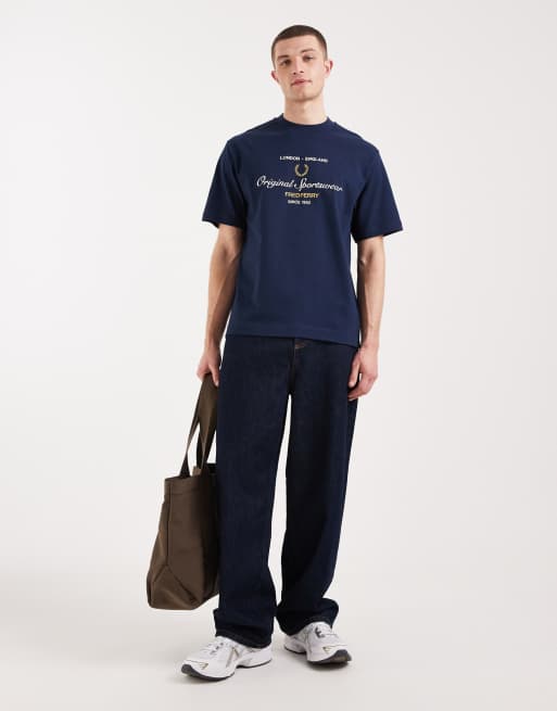 Fred Perry - Sports - Marineblå T-shirt med broderet logo, 2 af 5